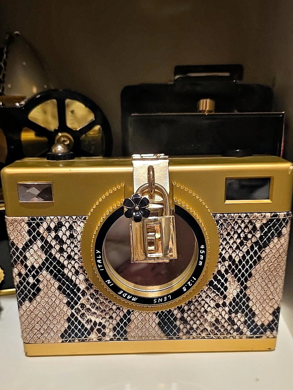 Gold & Black Animal Print Shoulder Bag